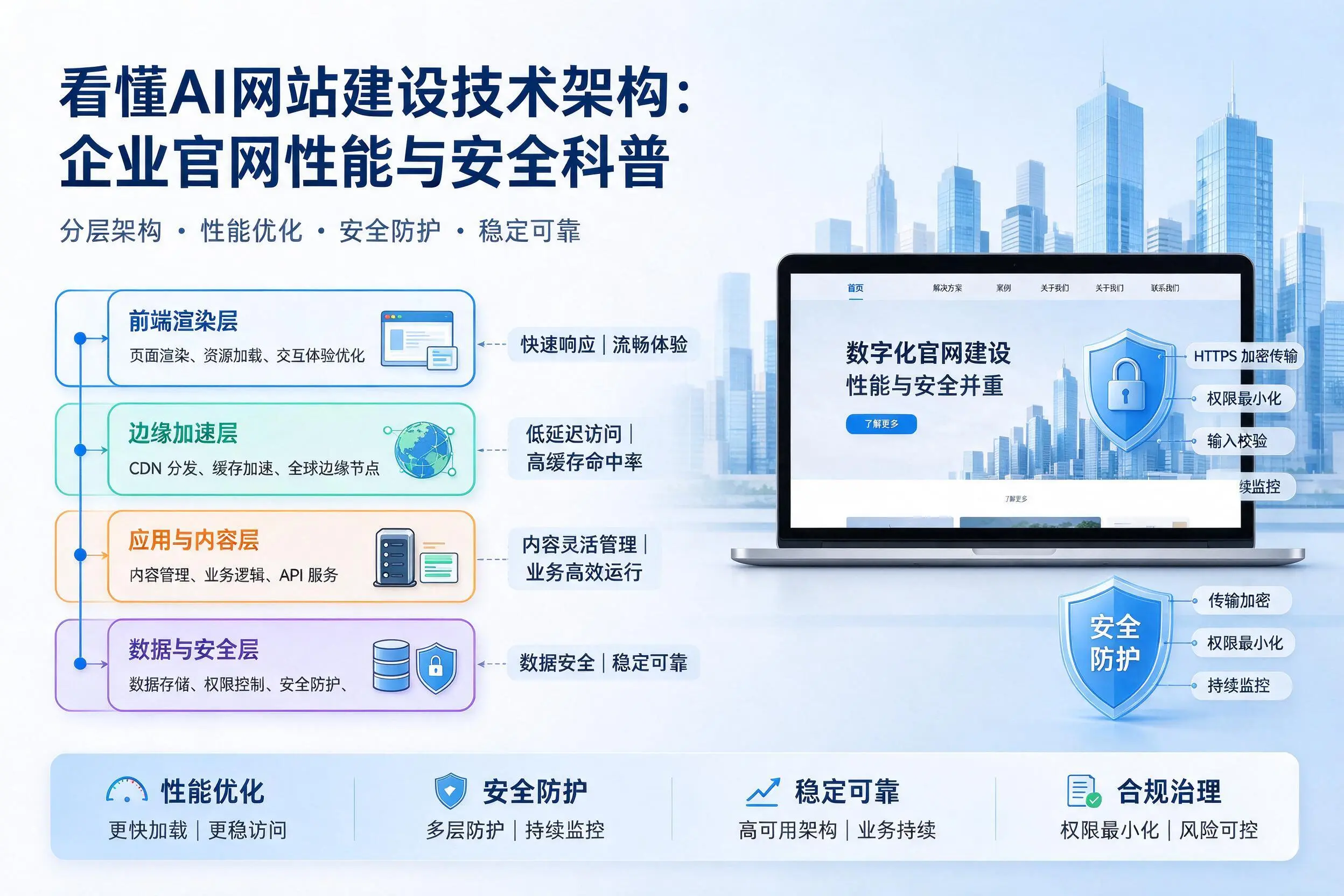 看懂AI网站建设技术架构：定西企业官网性能与安全科普
