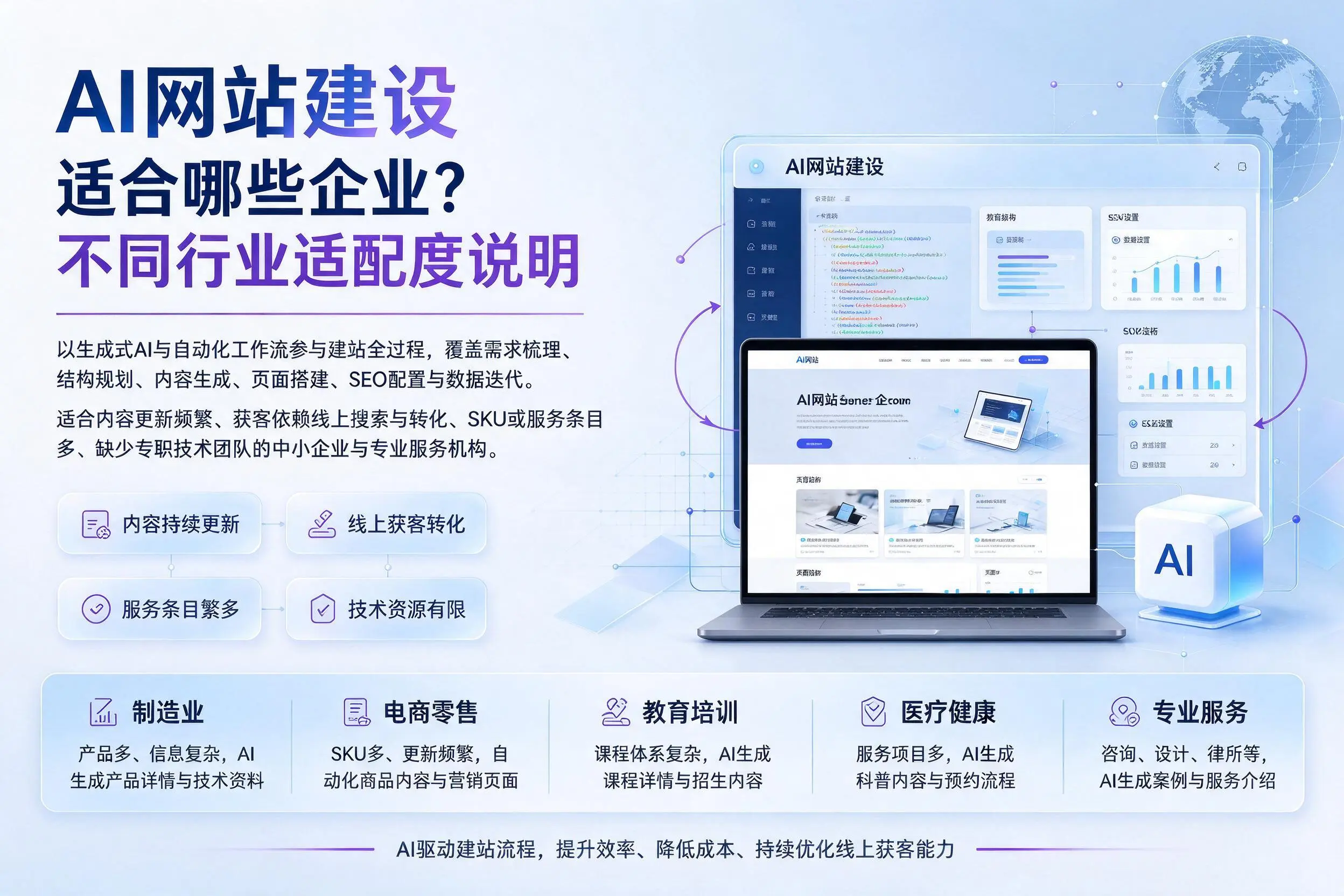 AI网站建设适合哪些企业?定西不同行业适配度说明